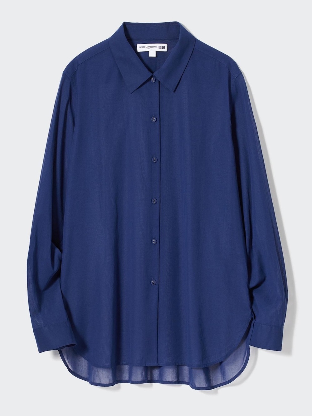 Uniqlo x Ines de la Fressange cotton sheer long sleeve shirt, blue